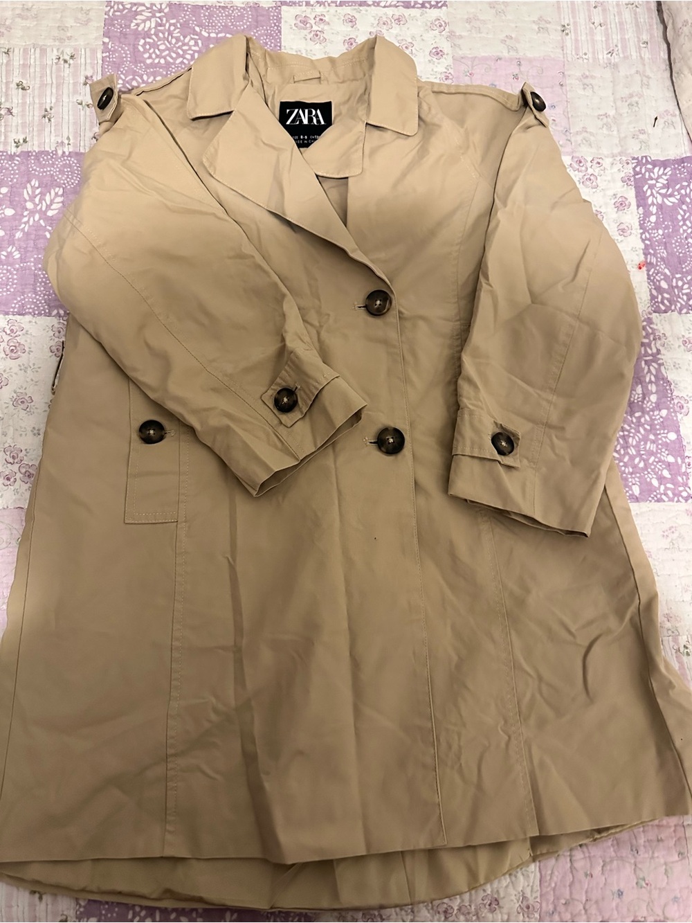 Zara Beige Double-Breasted Trench Coat
